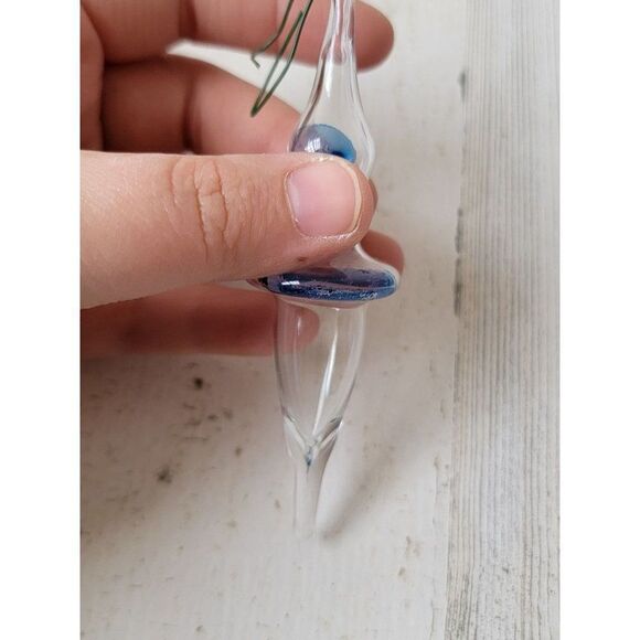 Mini glass AS IS abstract clear blue ornament Xmas decor - Picture 3 of 4